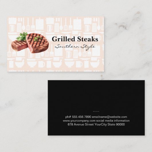 Carte De Visite Steaks grillés | Restaurant (Devant / Derrière)