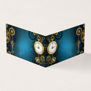 Carte De Visite Steampunk Arrière - plan turquoise avec Gears