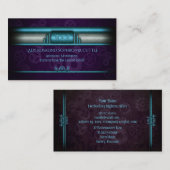 Carte De Visite Steampunk, bleu glace, roux, Monogramme (Devant / Derrière)