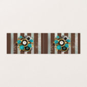 Carte De Visite Steampunk Clock and Turquoise Roses on Striped (Extérieur déplié)