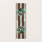 Carte De Visite Steampunk Clock and Turquoise Roses on Striped (Extérieur déplié)