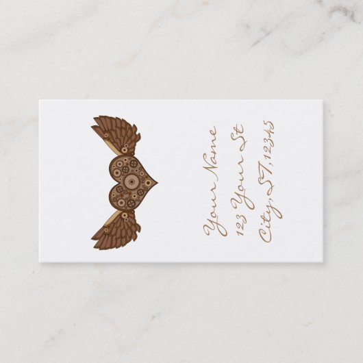 Carte De Visite Steampunk Coeur ailé avec engrenages Thunder_Cove (Devant)