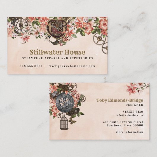 Carte De Visite Steampunk floral (Devant / Derrière)
