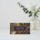 Carte De Visite Steampunk Gears Mécanique de construction industri (Debout devant)