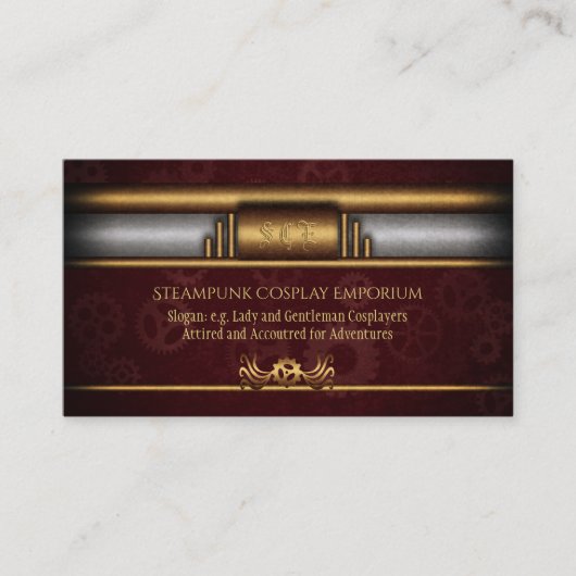 Carte De Visite Steampunk, laiton sur engrenages de marron, Monogr (Devant)