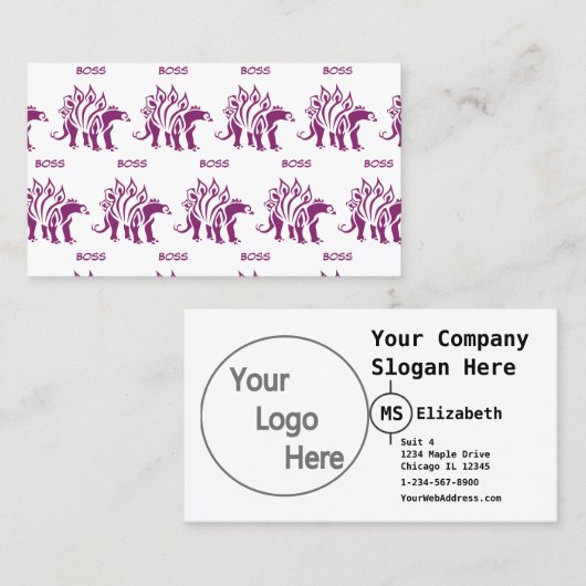 Carte De Visite Stegosaurus pourpre Dinosaure araigné (Devant / Derrière)