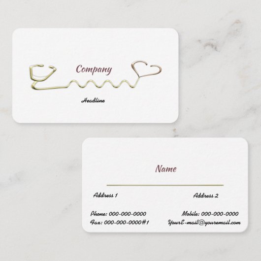 Carte De Visite Stéthoscope d'or (Devant / Derrière)