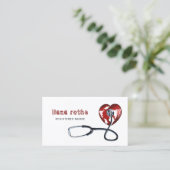 Carte De Visite Stéthoscope du coeur rouge Soins de santé Soins de (Debout devant)