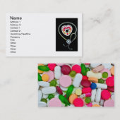 Carte De Visite Stéthoscope et pilules (Devant / Derrière)