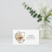 Carte De Visite Stéthoscope floral boho infirmière aide-soignante (Debout devant)