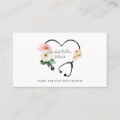 Carte de visite stéthoscope floral Doula (Devant)