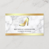 Carte De Visite Stilettos Marbre blanc Gold Foil High Heights (Devant)