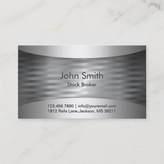 Carte De Visite Stock Broker Moderne Metal Arrière - plan (Devant)
