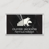 Carte De Visite Stock | Logo du marché de l'ours taureau | Marbre (Devant)