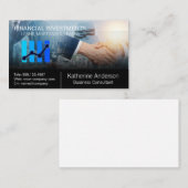 Carte De Visite Stock Market Financial Graph | Business Hand Shake (Devant / Derrière)