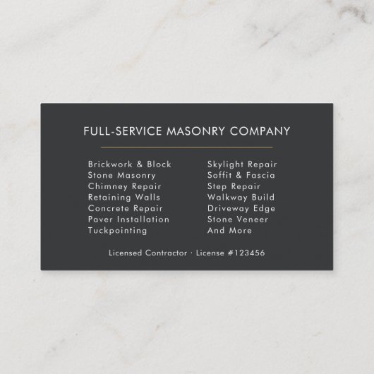 Carte De Visite Stone Bricklayer Masonry Mason (Dos)