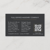 Carte De Visite Stone Bricklayer Masonry Mason QR Code (Dos)