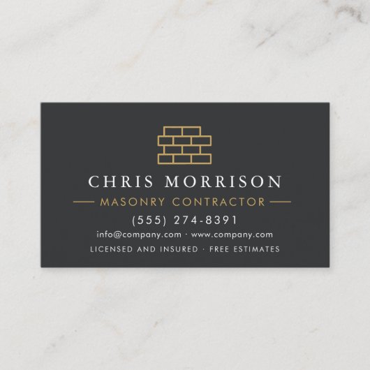 Carte De Visite Stone Bricklayer Masonry Mason QR Code (Devant)