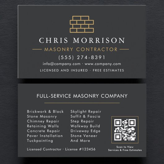 Carte De Visite Stone Bricklayer Masonry Mason QR Code