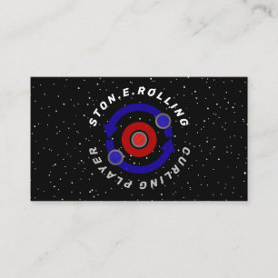 Carte De Visite Stone de curling roulant comme l'orbite de la Terr