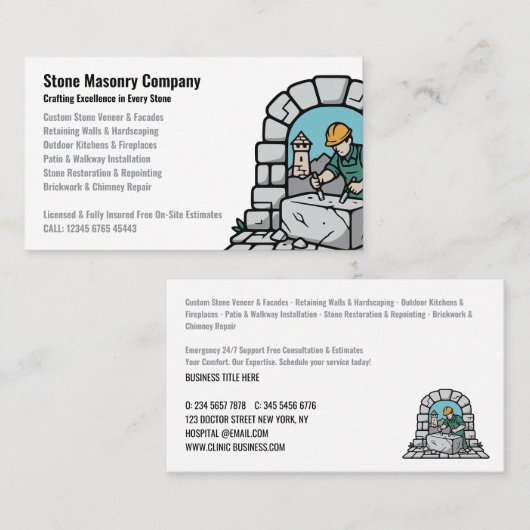 Carte De Visite Stone Masonry Company Services (Devant / Derrière)