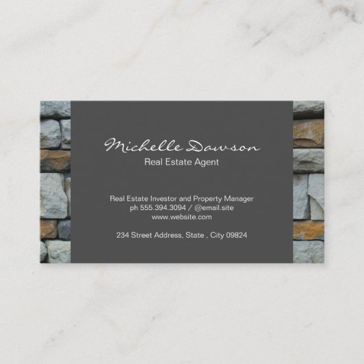 Carte De Visite Stone Trim | Agent immobilier (Devant)