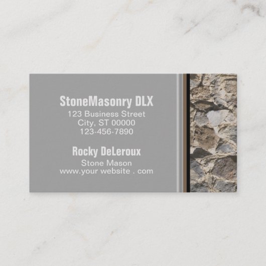 Carte De Visite Stonemason Rustique Rock Bordure QR Code (Devant)