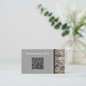 Carte De Visite Stonemason Rustique Rock Bordure QR Code (Debout devant)