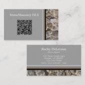 Carte De Visite Stonemason Rustique Rock Bordure QR Code (Devant / Derrière)
