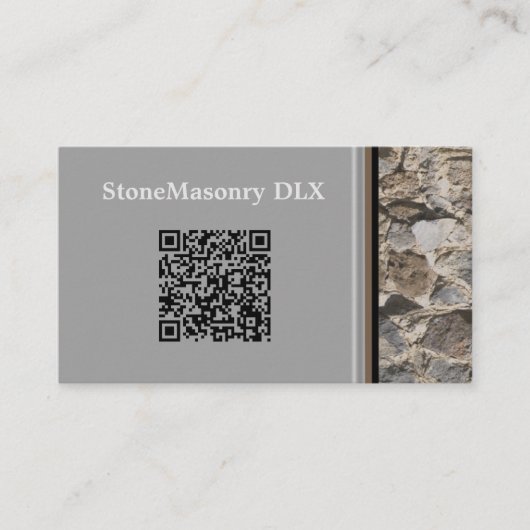 Carte De Visite Stonemason Rustique Rock Bordure QR Code (Devant)