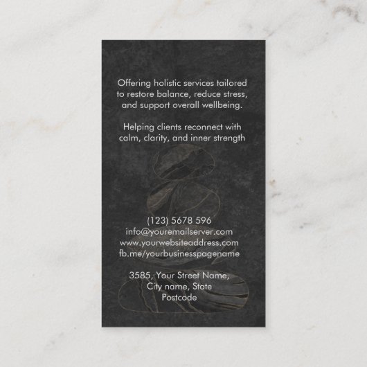 Carte De Visite Stones Zen Marbre noir et or - Minimal (Dos)