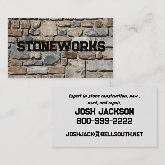 CARTE DE VISITE STONEWORKS (Devant / Derrière)