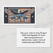 Carte De Visite Stop Project 2025 - Vote Blue (Devant / Derrière)