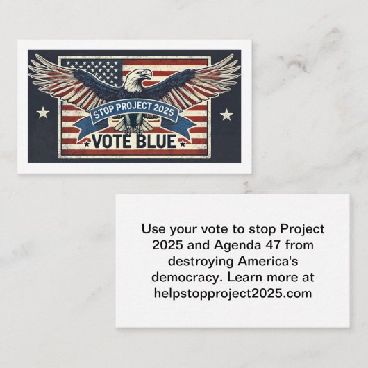 Carte De Visite Stop Project 2025 - Vote Blue (Devant / Derrière)