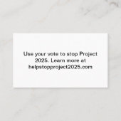 Carte De Visite Stop Project 2025 - Vote Blue (Dos)
