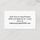 Carte De Visite Stop Project 2025 - Vote Blue (Dos)