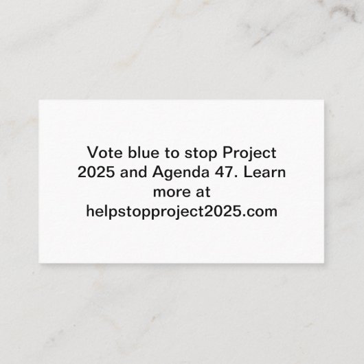 Carte De Visite Stop Project 2025 - Vote Blue (Dos)