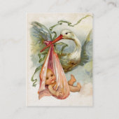 Carte De Visite STORK BABY SHOWER 2, papier perle blanc rose (Dos)