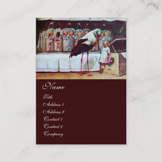 Carte De Visite STORK BABY SHOWER brun (Devant)
