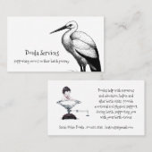 Carte De Visite Stork Et Bébé À L'Échelle Doula Ou Mini-Femme (Devant / Derrière)