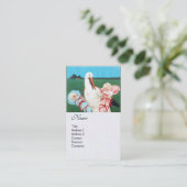 Carte De Visite STORK TWIN BABY SHOWER MONOGRAM, papier perle blan (Debout devant)