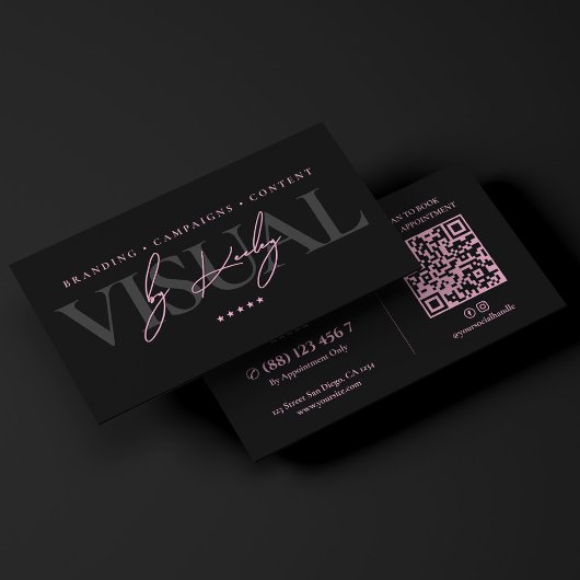 Carte De Visite Stratège de marque Minimal Creative Rose Noir