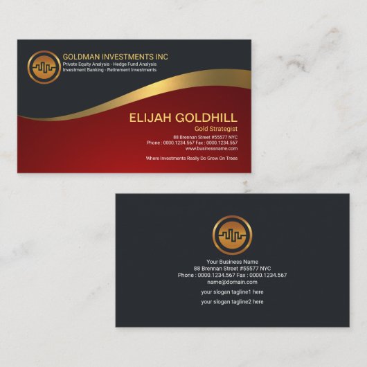 Carte De Visite Stratège luminescent intelligent simple d'or de (Devant / Derrière)