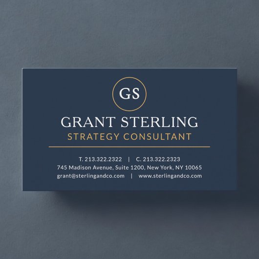 Carte De Visite Strategy Consultant Navy Blue Gold Luxury