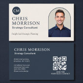Carte De Visite Strategy Consultant Photo QR Code Navy Blue
