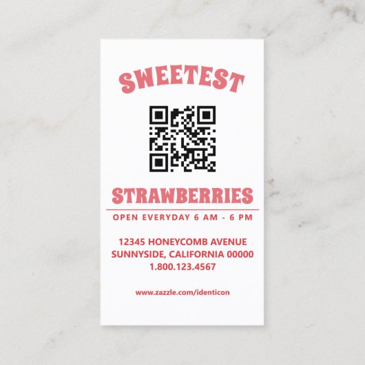 Carte De Visite strawberry swirl with qr code (Dos)