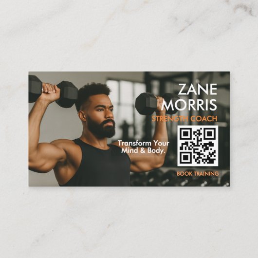 Carte De Visite Strength Coach Photo QR Code (Devant)