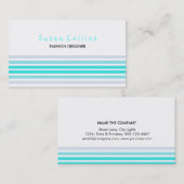 Carte De Visite Stried Propre Mode Turquoise Mer Bleu Simple (Devant / Derrière)