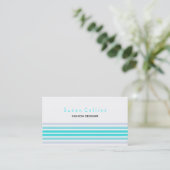 Carte De Visite Stried Propre Mode Turquoise Mer Bleu Simple (Debout devant)