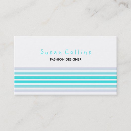 Carte De Visite Stried Propre Mode Turquoise Mer Bleu Simple (Devant)